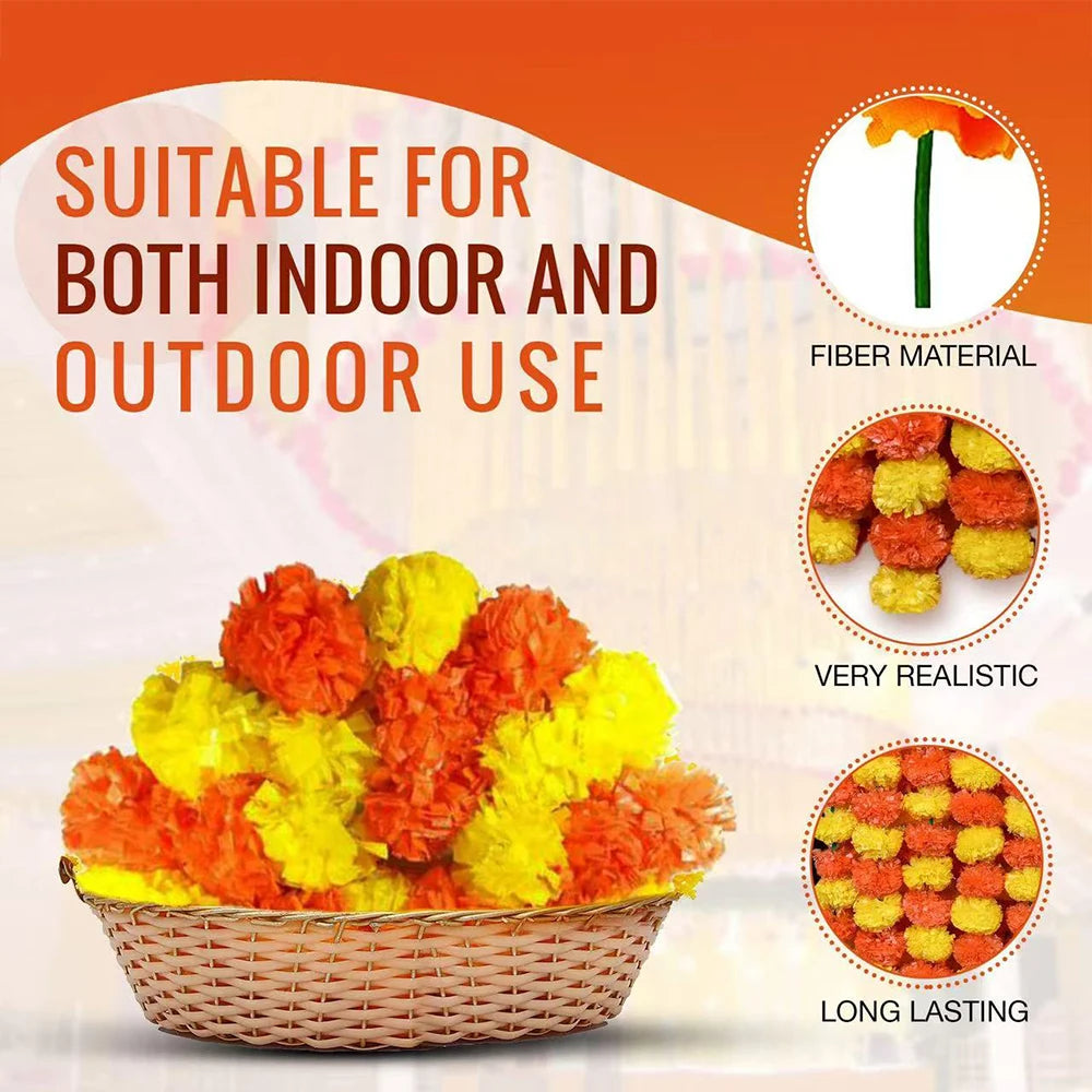 guirlande pompons orange jaune décoration intérieure maison festive halloween diwali pelucheuse ronde PVC