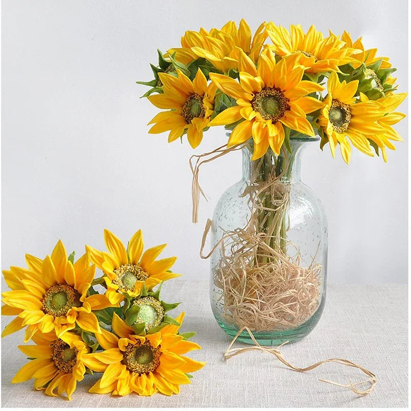 tournesol artificiel bouquet jaune orange décoration intérieure maison anniversaire mariage noël festive