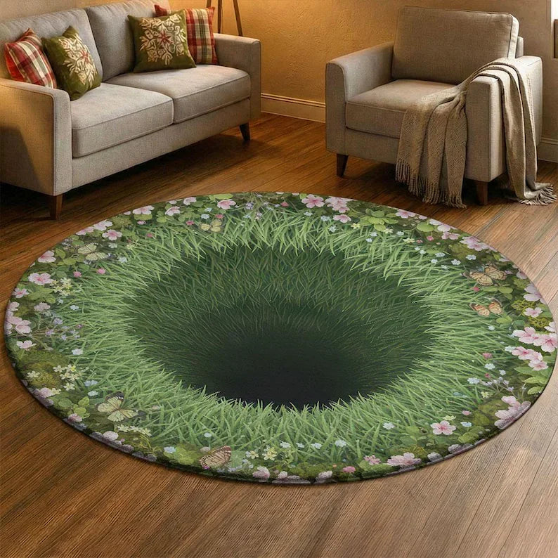 tapis moderne poisson koi lotus géométrique polyester salon chambre bleu vert blanc