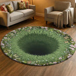 tapis moderne poisson koi lotus géométrique polyester salon chambre bleu vert blanc