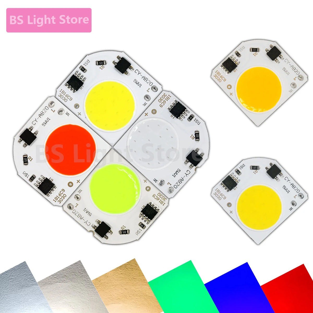 projecteur led 5w 220v orange blanc rouge vert bleu moderne technologique 30x30mm