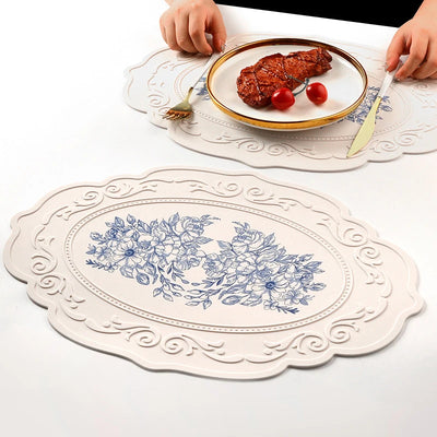 Set de table silicone motif floral rétro noir
