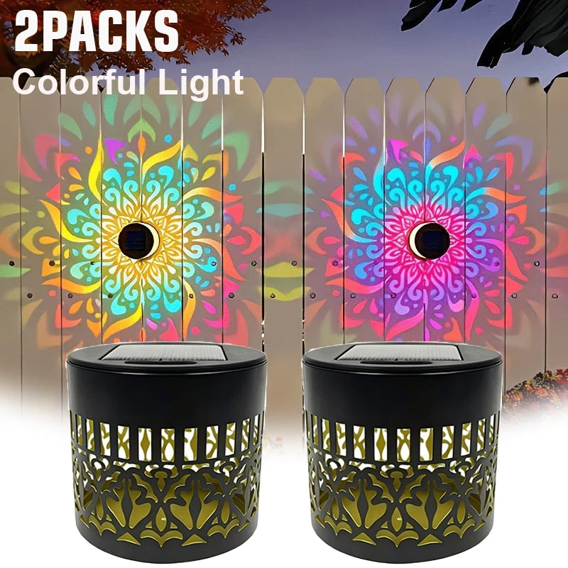 lampe solaire led moderne noire dorée motif floral ajouré étanche