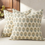 taies d'oreiller motif floral blanc gris decoration maison polyester opaques classique farmhouse 18x18 pouces