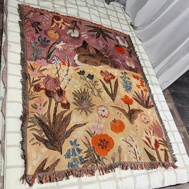 couverture coréenne brodée animaux dessin animé verte blanche grise ocre bleue polyester coton rectangle