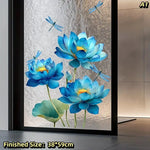 sticker mural adhésif fleurs libellules moderne intérieur décoration salle bain chambre floral transparent vert