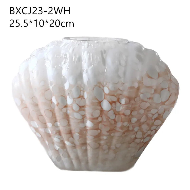 vase decoratif coquillage blanc rose table maison fleurs nature