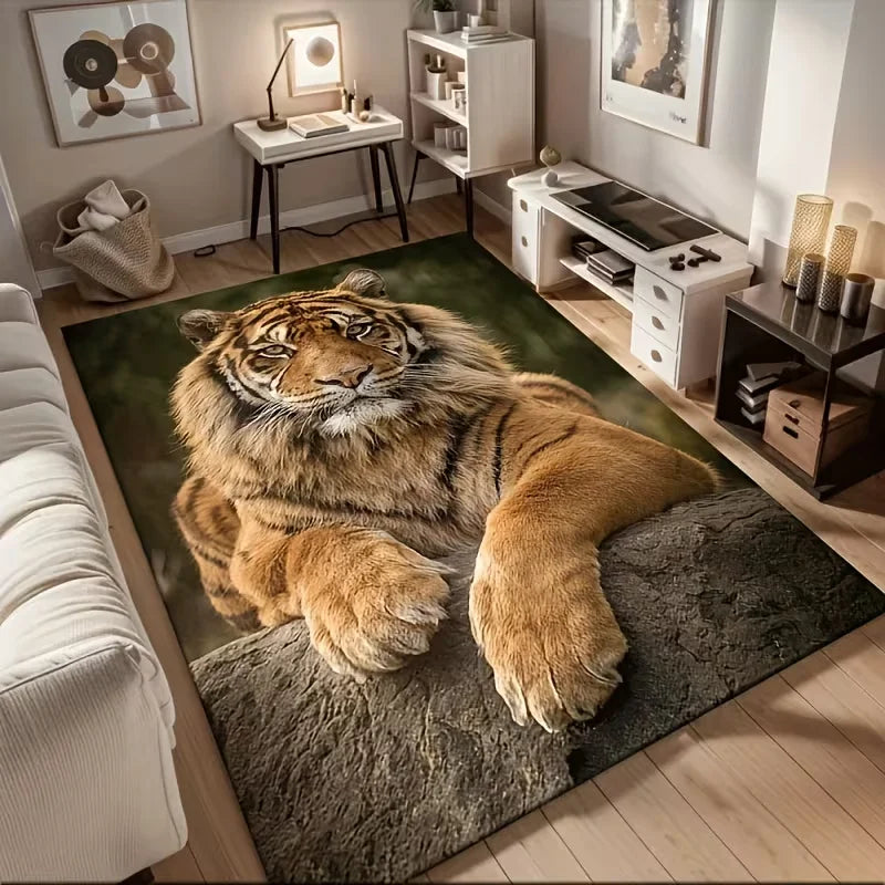 tapis moderne tigre polyester polypropylène orange noir blanc vert beige floral salon chambre prièreextérieur