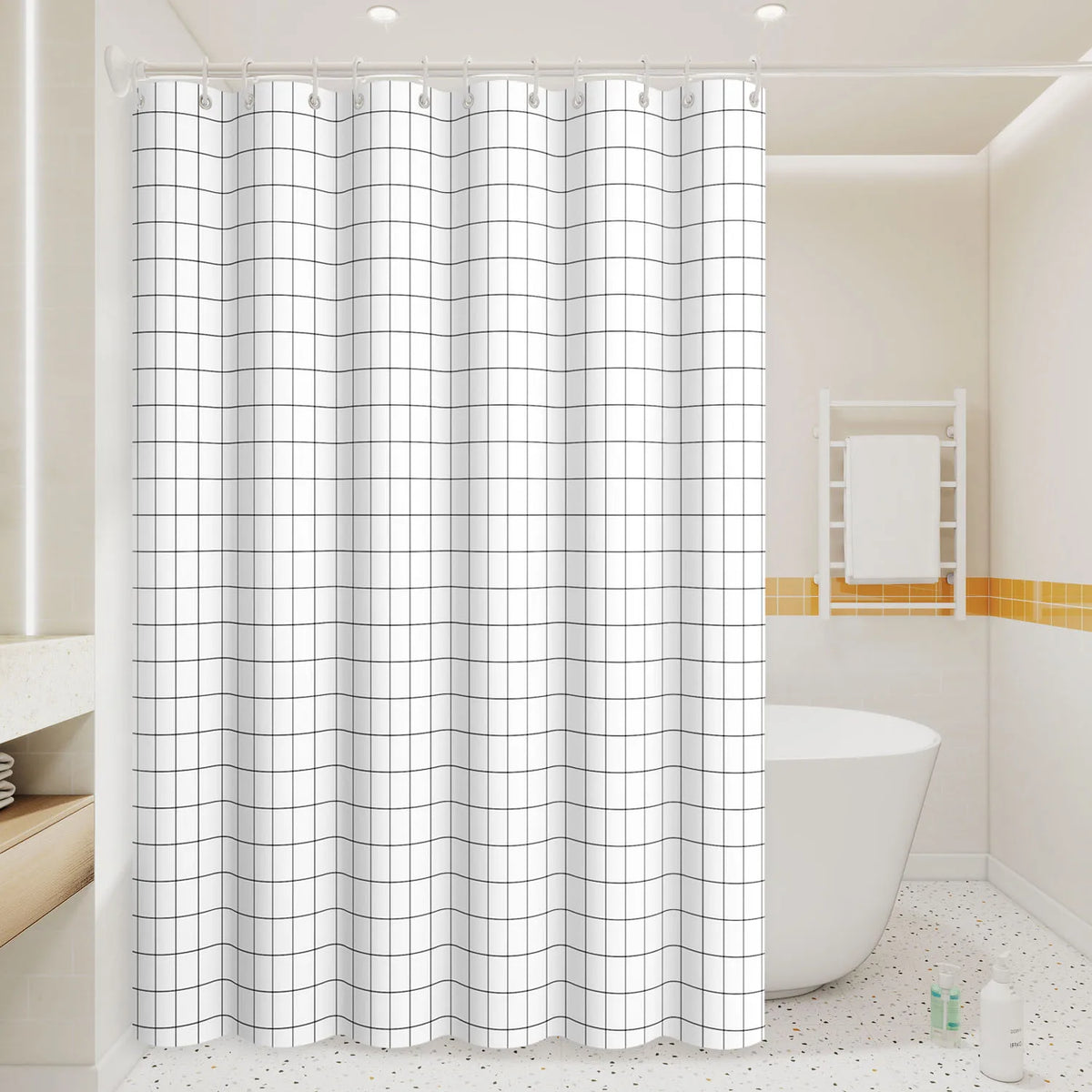 rideau douche blanc moderne grille opacité respectueux environnement