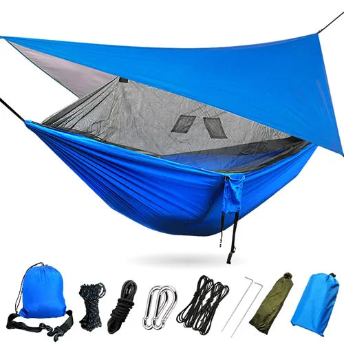 hamac camping moustiquaire camouflage protection soleil anti moustiques sac rangement corde suspension sécurité pratiqueextérieur