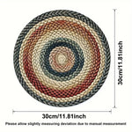 tapis table tissé artisanal spirale concentrique bleu marine beige rouge hiver noël rustique