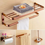 ensemble porte serviettes moderne rose doré salle bain fixations murales lisses opaques