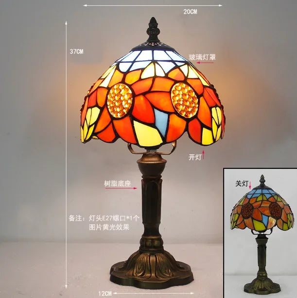 lampe table tiffany multicolore mosaïque verre floral géométrique art nouveau