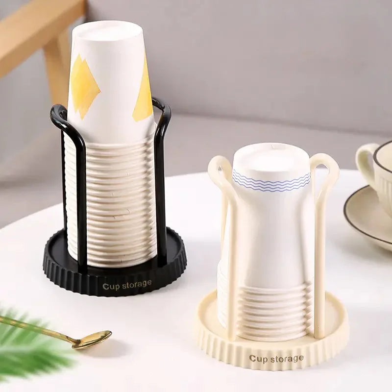 porte gobelets rangement moderne gobelets papier motifs géométriques minimaliste rangée crème noir