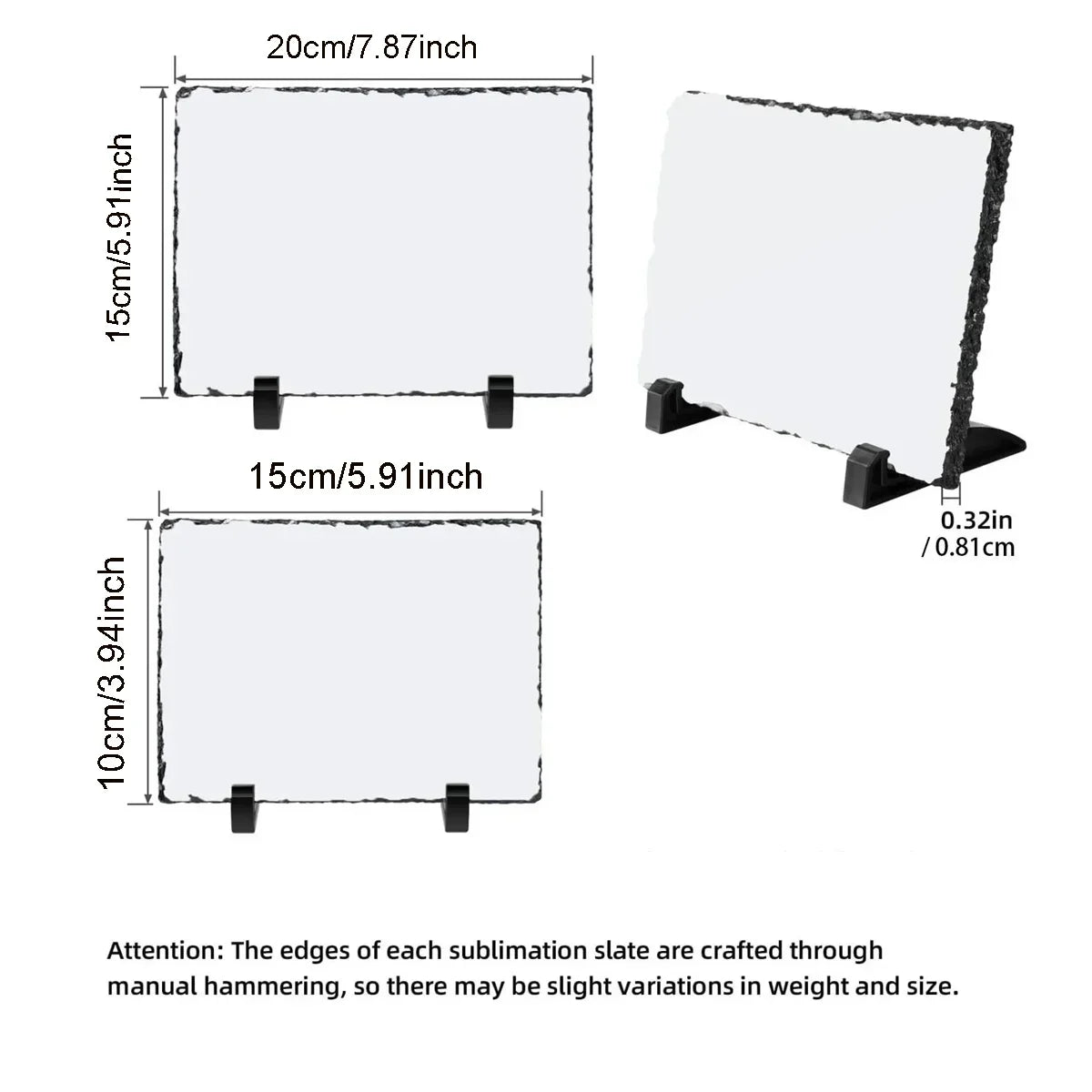 Cadre photo rectangulaire en ardoise avec présentoir inclus