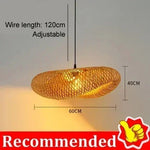 lampe suspendue bambou tressée moderne salon chambre led naturelle artisanale 60 80 cm