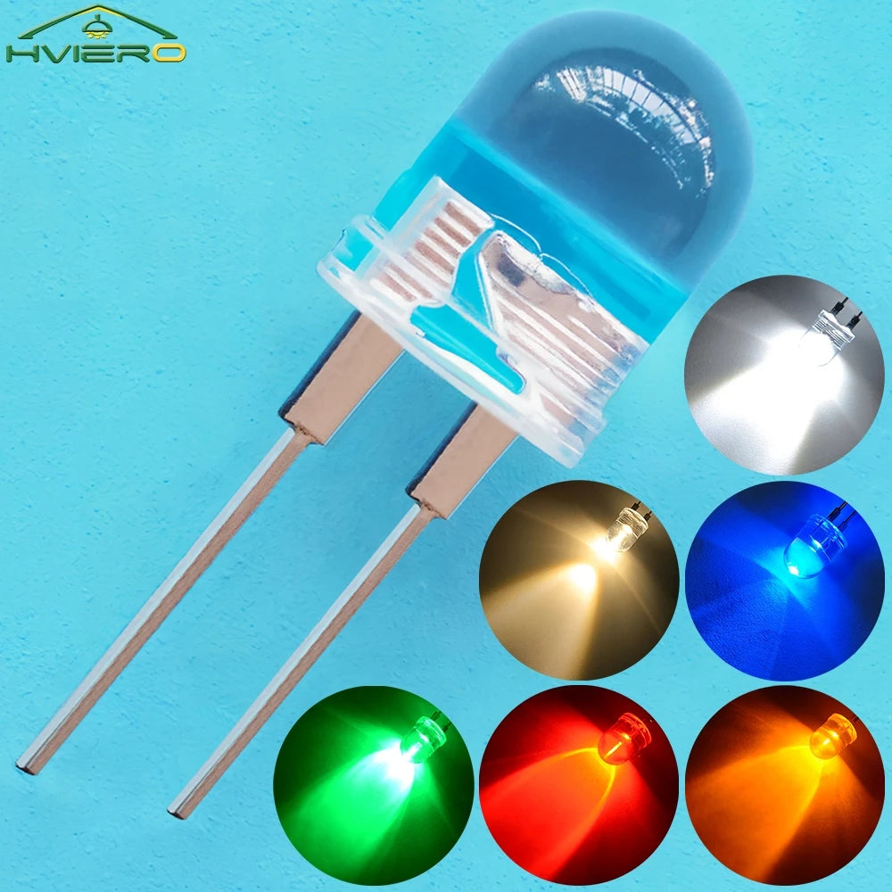 diodes led 10mm bleu vert rouge blanc chaud jaune lumière haute puissance moderne 0.5w