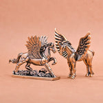 statue cheval bronze doré motifs floraux géométriques artisanal rétro bouclier couronne