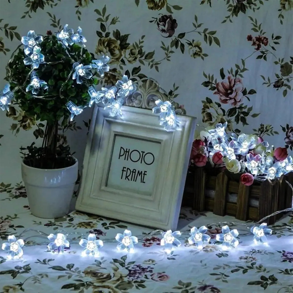 guirlande lumineuse fleurs rose blanc rouge bleu moderne modes éclairage usb batterie