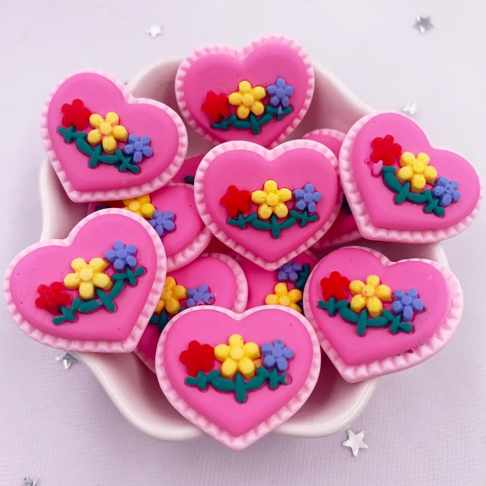 peinture résine kawaii biscuits décorés fleurs stylisées couleurs vives décorative enfantine bricolage scrapbooking