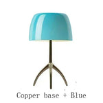 lampe table moderne blanc orange rouge pied métal base cuivrée led chambre salon