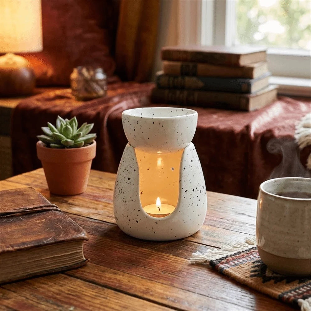 diffuseur huiles essentielles blanc taches noires minimaliste moderne facile entretien bougie flacon