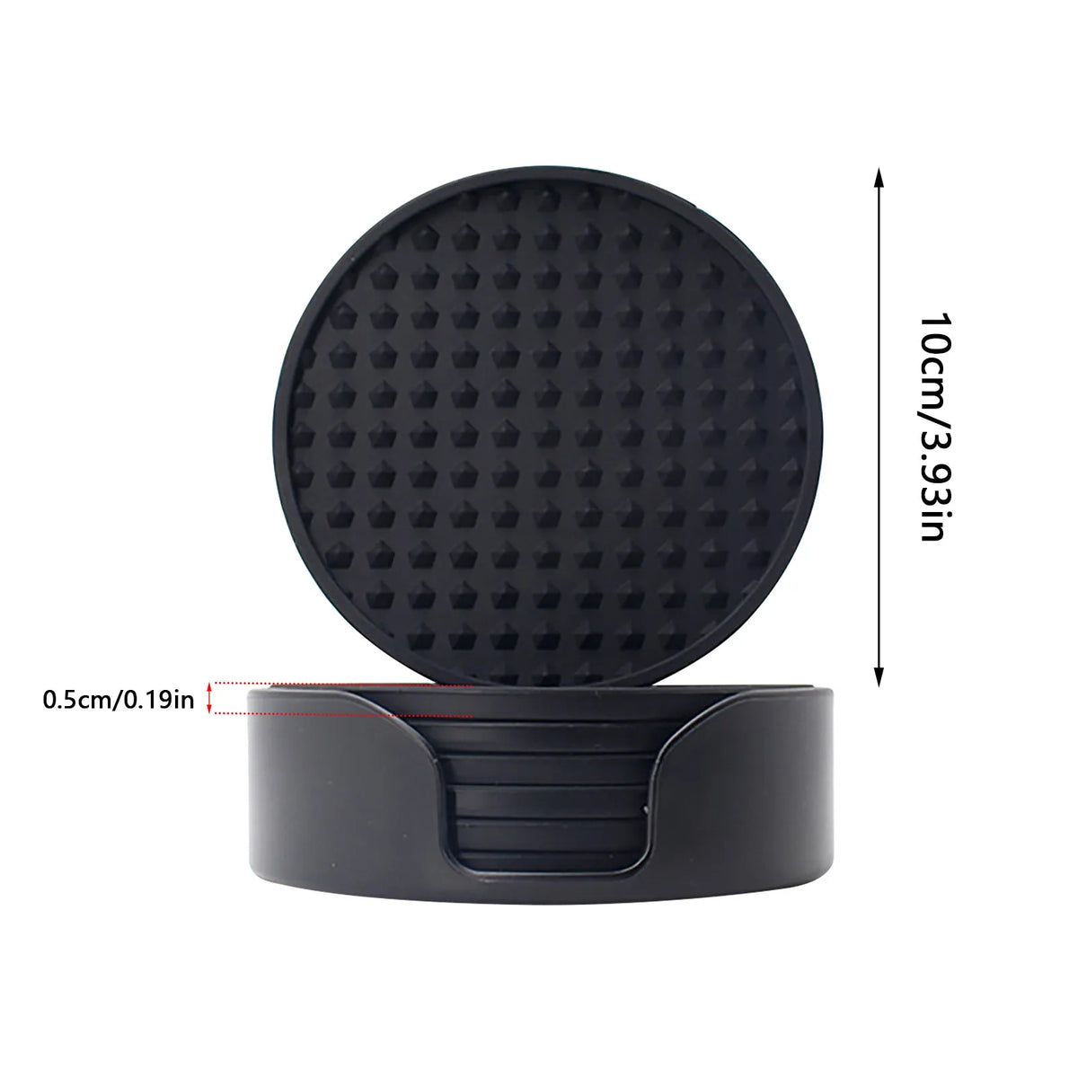 coasters acrylique noirs bleu marine modernes texture points 10cm 5cm pack pièces rangement
