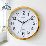 horloge murale moderne or argent blanc simple quartz opaque famille