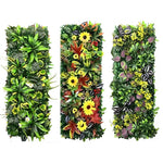 décoration murale panneau végétal artificiel feuilles fleurs moderne intérieur vert jaune rouge blanc