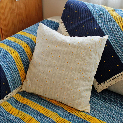 taie d'oreiller fleur bleue jaune vintage 100 coton blanc adhésif opacité carreau dcoration farmhouse