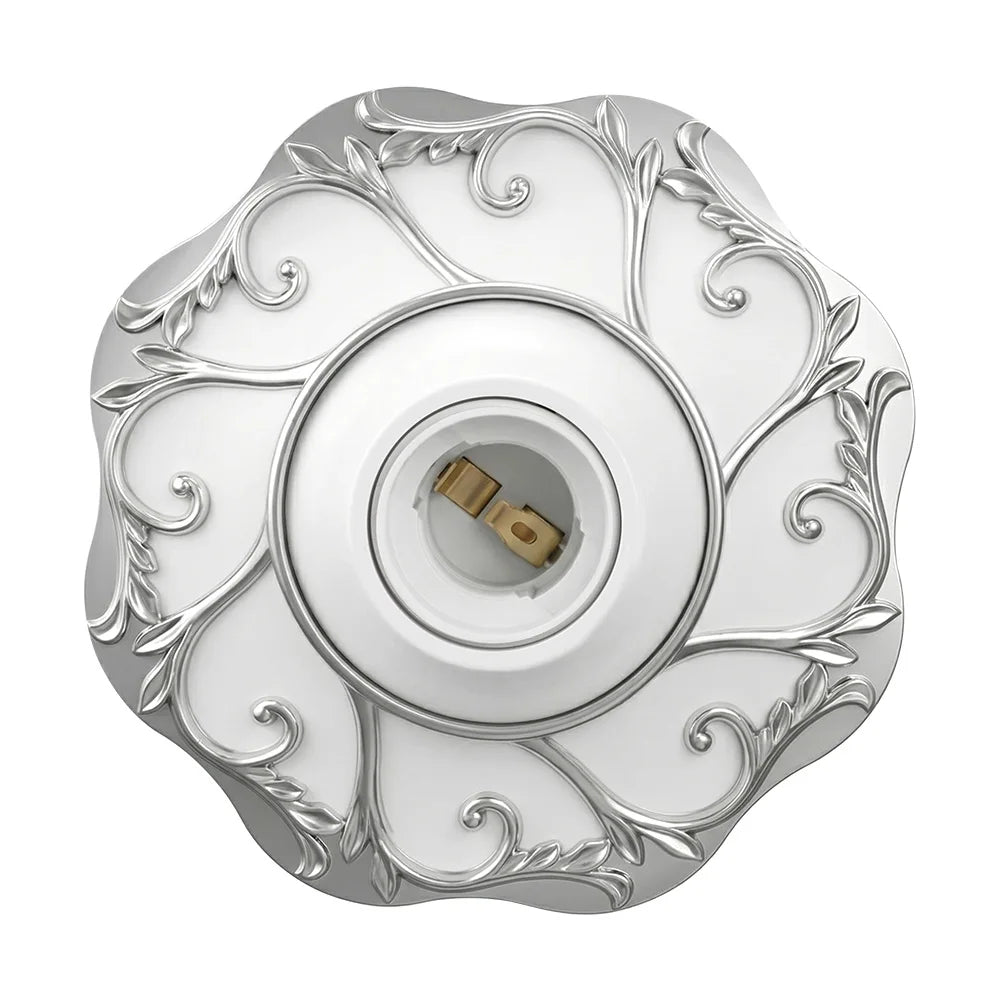 plaque suspension ampoule e26 e27 or blanc ornements floraux classique facile