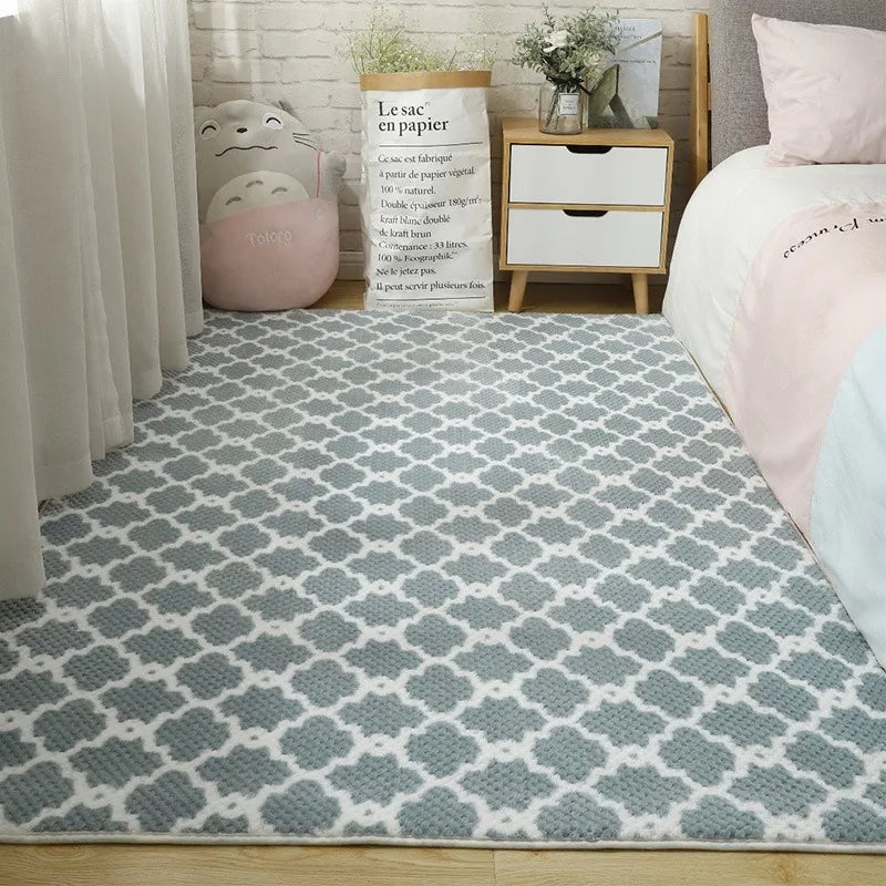 tapis géométrique polyester antidérapant imperméable rose clair gris vert pastel bleu moderne intérieur extérieur