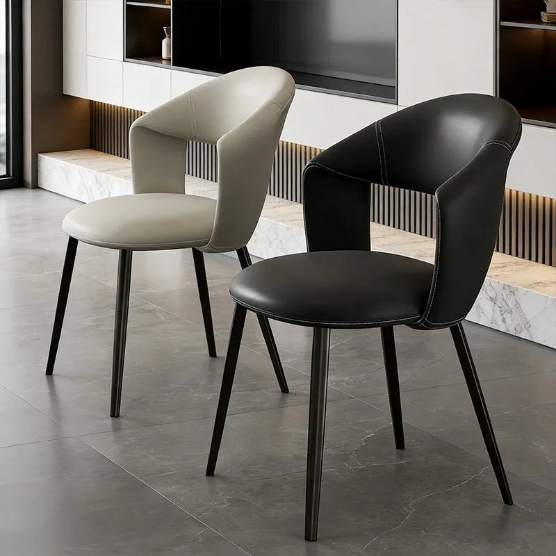 chaises salle manger modernes marbre blanc noir assise confortable bois acier minimaliste pieds simples