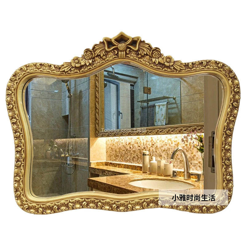 miroir baroque or argent blanc ornements floraux fixation murale décoration maison chambre salon