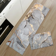 tapis sol cuisine marbre abstrait gris blanc marron antidérapant moderne élégant.protobufue