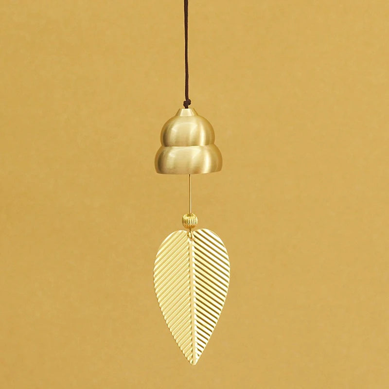 cloches jardin dorées feuilles gravées modernes extérieures suspendues cordelettes