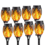 lanterne solaire 12 led flamme noire moderne décoration extérieure jardin patio fixée piquet motifs