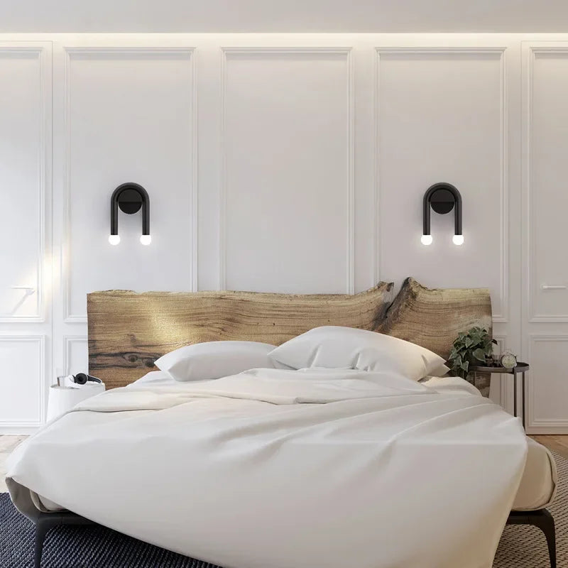 applique murale led moderne minimaliste noir blanc rose chambre coucher salon entrée étude