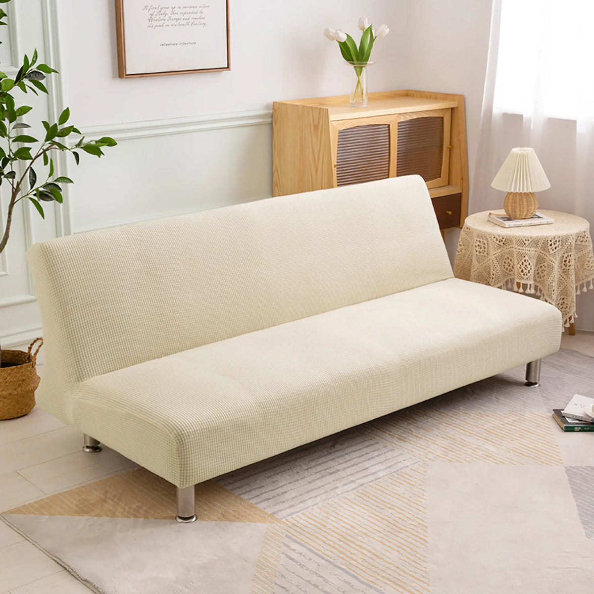 housse canapé extensible tissu jacquard vert petit carreau moderne canapé lit