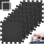 tapis sol noir puzzle géométrique moderne 30x30cm pack 16 pièces relaxation massage