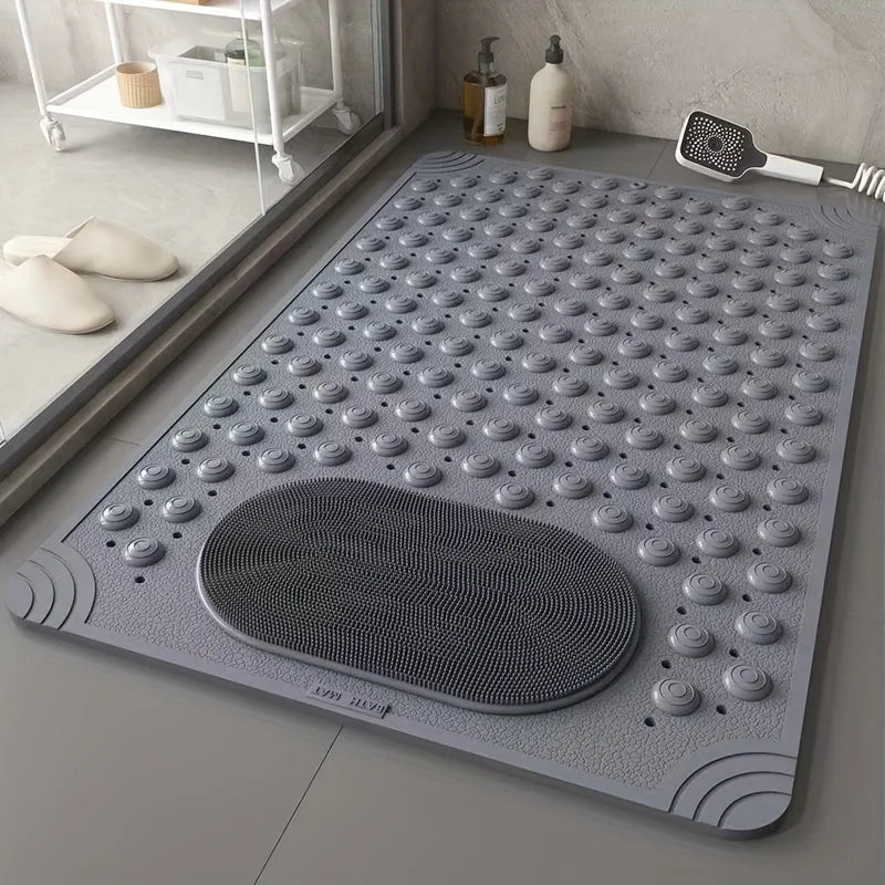 tapis bain antidérapant gris beige vert moderne bosses géométrique opaquet fonctionnel