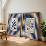 toiles impression abstrait moderne minimaliste rayures fleurs stylisées clips crochets vert clair beige noir