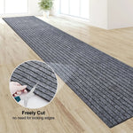tapis moderne polyester antidérapant rayures horizontales marron rouge gris couloir facile nettoyer