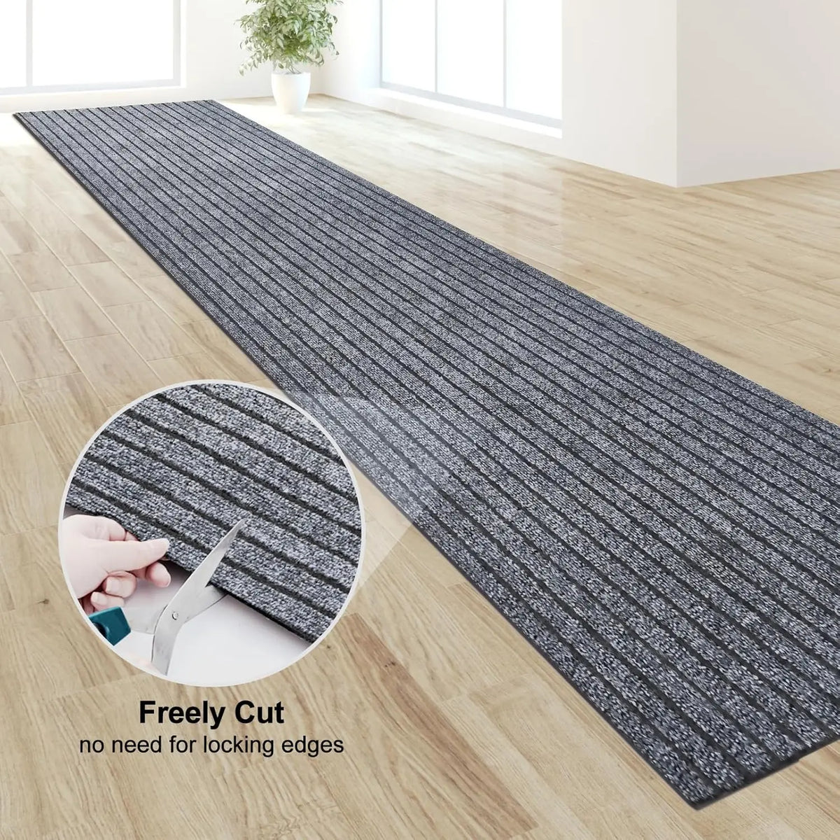 tapis antidérapant moderne adhésif gris noir rayures horizontales résistant l'eau facile nettoyer intérieur extérieur