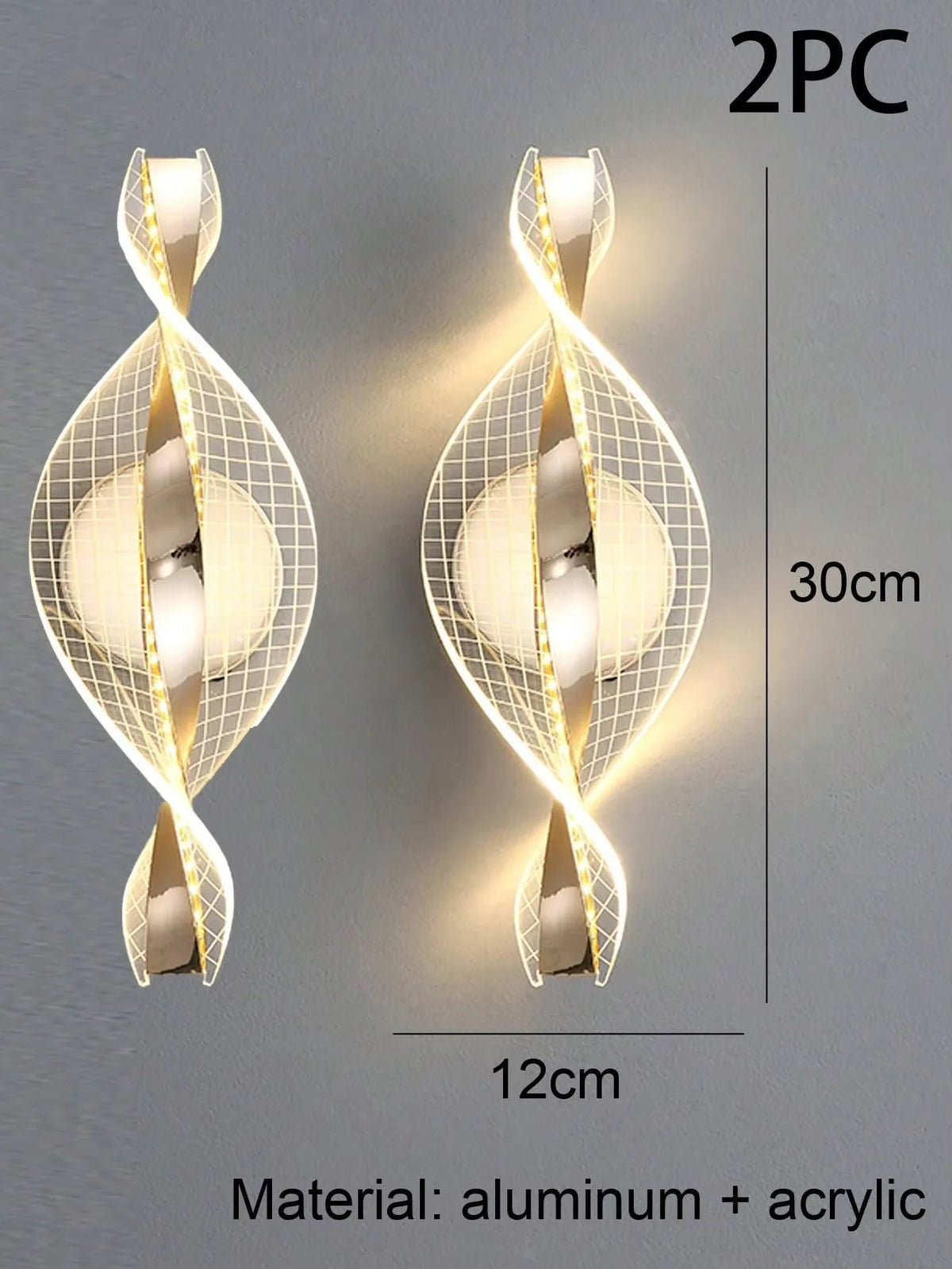applique murale led moderne or brillante élégante chambre cuisine ondulé éclairage ambiant fixée mur