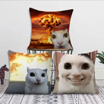 housse coussin motif chats gris blanc moderne maison 40x40cm polyester peachskin