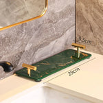 ensemble porte brosse dents porte savon marbre moderne or noir élégant bouteille parfum fleurs