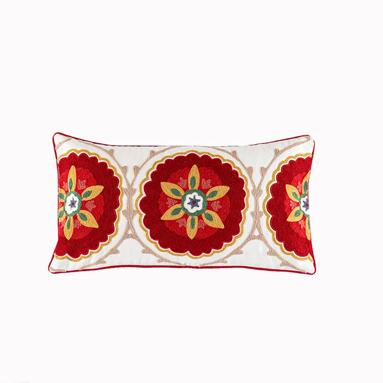 coussin boho carré 45x45cm beige motif géométrique brodé tassel déco siège voiture