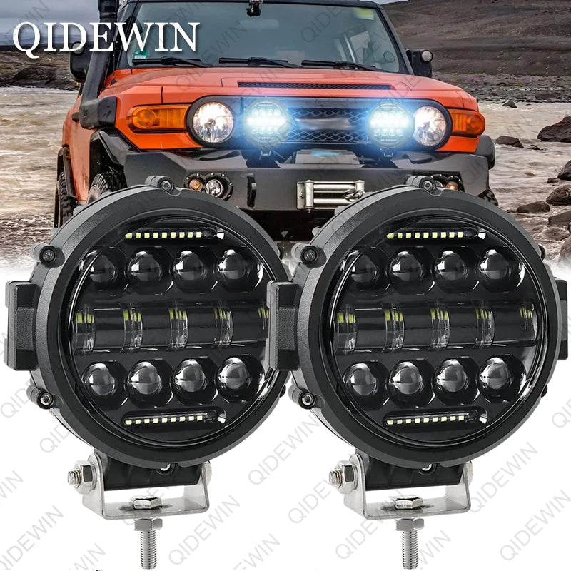 projecteur led phare noir pouces 100w ip68 robuste moderne vis fixation