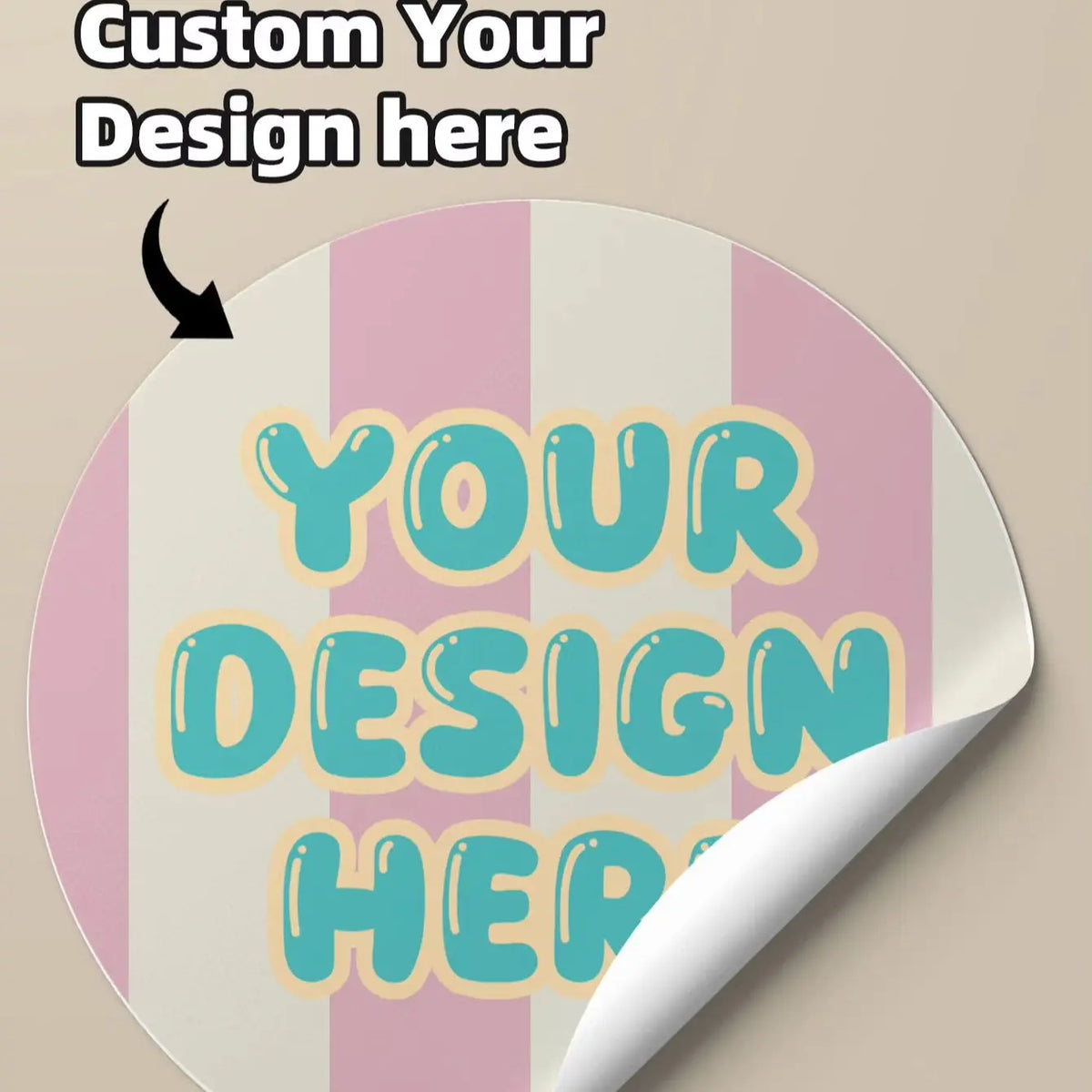 autocollant rond personnalisé pvc imperméable logo texte événement moderne bleu rose blanc adhésif décoratif